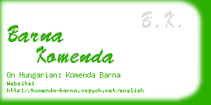 barna komenda business card